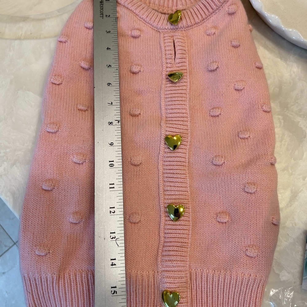 Dog Sweater, Pink with Gold Heart Buttons, NWOT, by Shabby Chic, Sz Medium - Picture 7 of 11